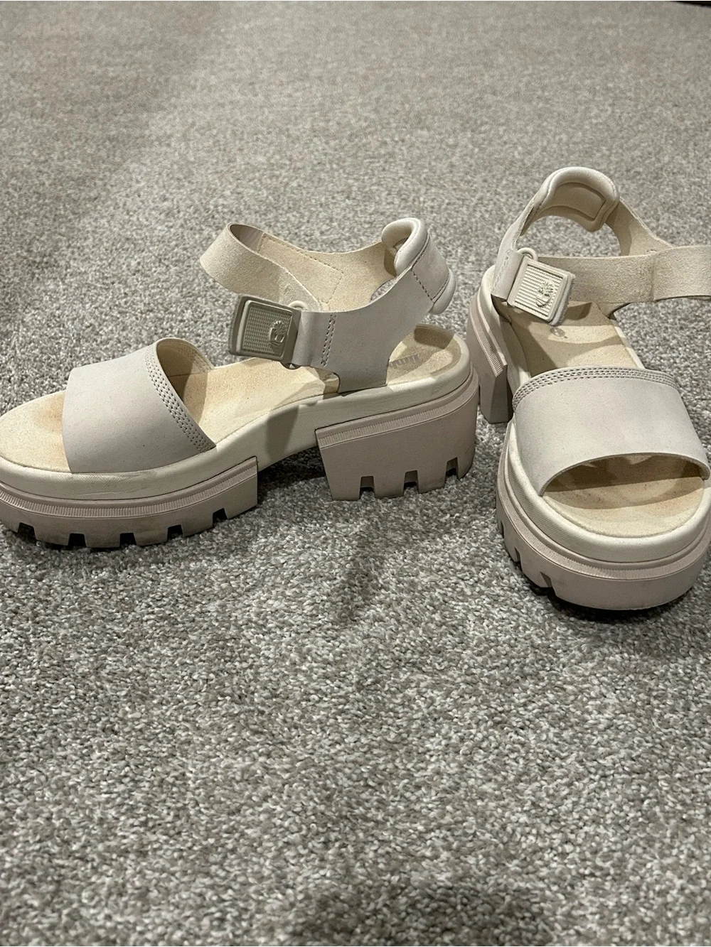 Timberland Cream Platform Lug-Sole Sandals